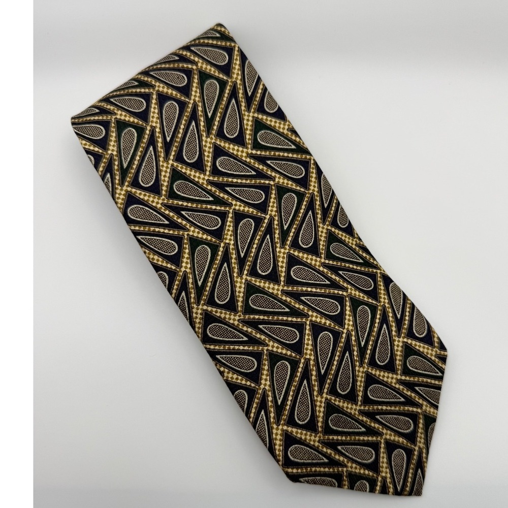 Jos. A. Bank Silk Tie One Size Navy Gold Geometric Dark Academia Grandpacore